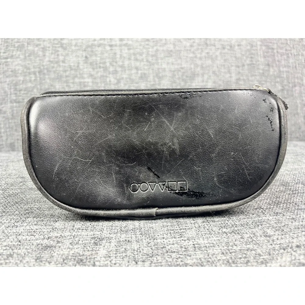 Oliver Peoples Black Zippered Eyewear Sunglasses Case Pouch Logo Distressed